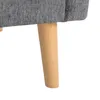A close-up view of the bottom part of a sofa, showing one of its wooden legs and the textured gray fabric. Produktbild-Vorschau