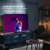A modern living room with a large TV displaying vibrant content, showcasing the product's visual capabilities. Produktbild-Vorschau