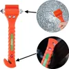 A collage showing a car emergency hammer and its uses. Voir les images du produit