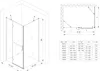 Technical drawing and size chart for a shower enclosure. Produktbild-Vorschau