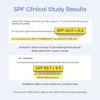 This image displays results from SPF clinical studies for a sunscreen product. Produktbild-Vorschau