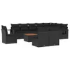 vidaXL 11-tlg. Garten-Sofagarnitur mit Kissen Schwarz Poly Produktbild-Vorschau 1