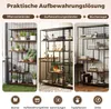 A collage showcasing different configurations and uses of a multi-tiered shelving unit, including plant display and book storage. Podgląd zdjęcia produktu