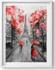 Paris - Eiffelturm und rote Regenschirme– Wandbild mit Produktbild-Vorschau 1