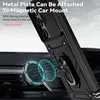 A black phone case with a ring holder is shown attached to a magnetic car mount inside a car. Produktbild-Vorschau