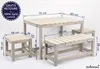 A wooden children's table and bench set with dimensions indicated by measurement lines and text. Anteprima dell’immagine prodotto