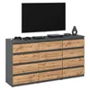 A modern, handleless chest of drawers with 12 drawers and a television mounted above it. Podgląd zdjęcia produktu