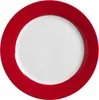 A top-down view of a single plate with a white center and a red rim. Náhled obrázku produktu