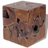 The Living Store Tabouret/Table basse en teck massif Voir les images du produit 4