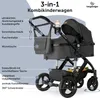 A diagram highlighting the features of a 3-in-1 stroller. Produktbild-Vorschau
