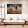 Leinwandbild Kranich Vögel Abstrakt 100x70 Feeby Orange Produktbild-Vorschau 2
