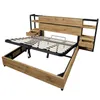 A modern bed frame with integrated storage and shelving. Produktbild-Vorschau
