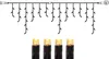 A diagram of icicle lights and a close-up of four LED bulbs. Produktbild-Vorschau