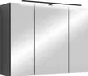A three-door mirrored cabinet with a light fixture above it, set against a white background. Náhled obrázku produktu