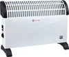 A white and black electric heater with a turbo fan, shown from the front on a white background. Produktbild-Vorschau