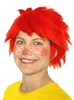 A woman wearing a red wig and face paint, smiling at the camera. Náhľad obrázku produktu