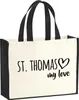 Huuraa Jutetasche St. Thomas my love 21 Liter Black Jute Produktbild-Vorschau 1