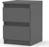 A gray bedside table with two drawers, shown from a three-quarter angle against a white background. Voir les images du produit