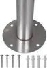A close-up view of a stainless steel mailbox stand with screws and wall anchors. Náhled obrázku produktu