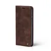A brown flip-style phone case is shown against a white background. Produktbild-Vorschau