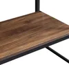 A close-up view of a shelf with a wood grain texture and a black metal frame. Anteprima dell’immagine prodotto
