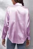 ASKSA Damen Satin Bluse V-Ausschnitt Hemde Elegant Knoepfen Produktbild-Vorschau 6