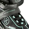 Close-up view of the side of an inline skate, showing lacing and branding. Voir les images du produit