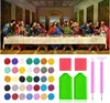 A collage featuring Leonardo da Vinci's 'The Last Supper' painting at the top, and below it, a collection of colorful diamond painting beads, trays, and tools. Náhľad obrázku produktu