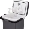 An open mini refrigerator with a white grid shelf inside. Podgląd zdjęcia produktu