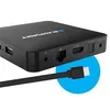 A Blaupunkt Android TV Box with its connected cable. Produktbild-Vorschau