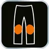 A graphic illustration of a pair of pants with two orange circles on the knee area. Náhled obrázku produktu