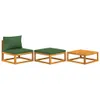 vidaXL 3-tlg. Garten-Lounge-Set mit Kissen Massivholz Produktbild-Vorschau 3