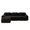 A modular L-shaped sofa with an ottoman, shown from the front. Produktbild-Vorschau