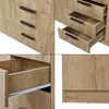 A collage of four close-up images showing details of a wooden wardrobe with drawers and handles. Anteprima dell’immagine prodotto