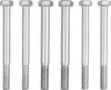 Six silver bolts are lined up horizontally against a white background. Produktbild-Vorschau