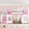 Kinderhochbett mit Stauraumtreppe und Fenster, MDF Kiefer, Produktbild-Vorschau 3