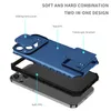 Exploded view of a blue phone case showing its layers and features. Produktbild-Vorschau