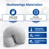 Marketing material showing a white flexible hose and text highlighting its features and benefits. Produktbild-Vorschau