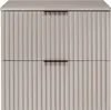 A front view of a beige matte cabinet with two drawers and ribbed detailing. Náhled obrázku produktu