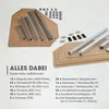 A flat lay image showing the components of a shelving unit, along with a list of included parts. Anteprima dell’immagine prodotto