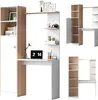 A white and wood desk with shelves and a cabinet. Podgląd zdjęcia produktu