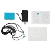 A collection of electronic components for a stepper motor system, including a driver, motor, cables, and documentation, laid out on a white background. Náhled obrázku produktu
