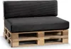 A sofa cushion set made from pallets and black fabric. Produktbild-Vorschau