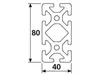 Länge 870mm - Aluminiumprofil 40x80S I-Typ Nut 8 (schwer), Produktbild-Vorschau 2