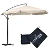 A beige cantilever umbrella with a black stand and a black carrying bag. Produktbild-Vorschau