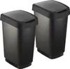 Two black trash cans with lids are shown against a white background. Produktbild-Vorschau