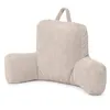 A beige corduroy backrest pillow with armrests is shown against a white background. Náhľad obrázku produktu