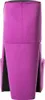 A close-up, back view of a purple velvet chair shaped like a high-heeled shoe. Náhled obrázku produktu