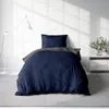 4 teilig Bettwäsche 155x220 cm blau anthrazit Uni Übergröße Produktbild-Vorschau 2