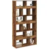 A wooden bookshelf with various decorative items on its shelves. Náhled obrázku produktu